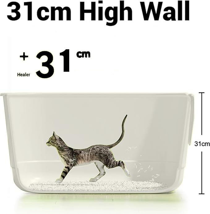 High Sides Cat Litter Box 24.6''Lx18.3''Wx12.2''H Jumbo Cat Litter Pan for Multi Cats Households, Extra Large Open Big Cat Litter Box with High Wall Anti-Splashing Kitty Litter Box(Pack of 2)