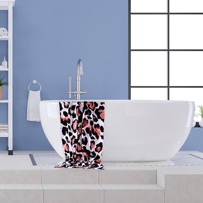 LIVILAN Leopard Cheetah Print Beach Towel, 30”x60”, Microfiber, Lightweight, Thin, Quick Dry, Sand Proof, Ideal for Swim, Bath, Pool, Unique Black and White Leopard Print Gifts for Women, Kids