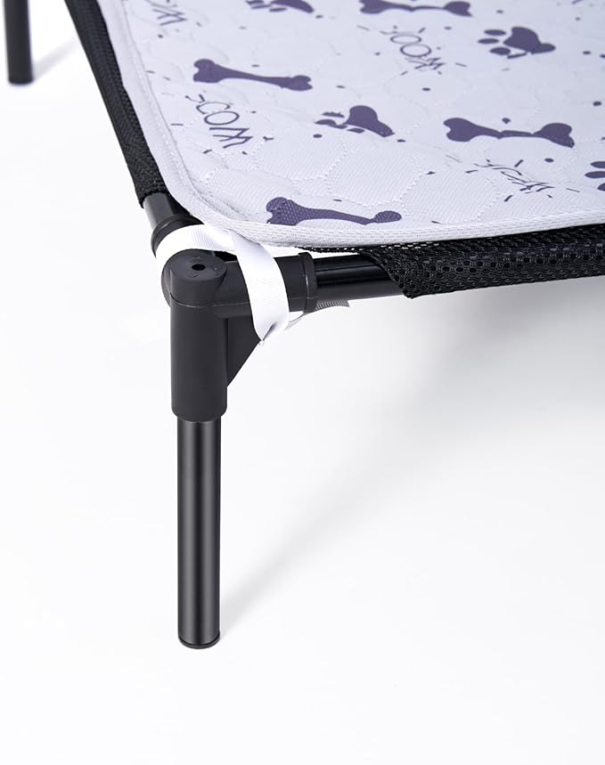 Forher Assemblable Metal Frame Puppy Elevated Dog Bed, Portable Dog Bed, Easy to Clean, Breathable mesh, Puppy cat Bed, Indoor and Outdoor use, Travel, Camping，pet Bed Off The Ground,L-Black…