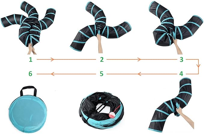 Cat Tunnels, Pet Ferret Rabbit Bunny Tunnels Tubes Subway Habitats, S-Style, DIY Cat Peekaboo Maze House Tent Bed, Kitten Interactive Toy (YY Type Tubes)