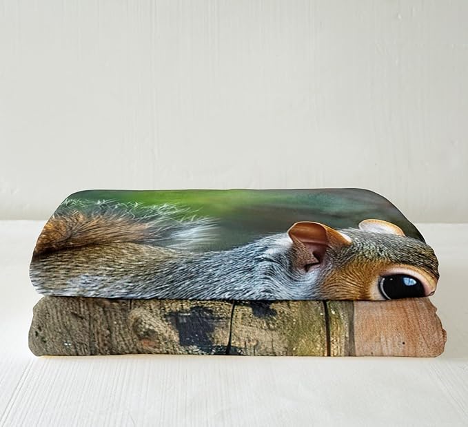 Feelyou Kids Throw Blanket Boys Girls Squirrel Sherpa Blanket Cute Wild Animal Fleece Blanket Lovely Wildlife Decor Fuzzy Blanket for Bed Chair Sofa Couch Super Soft Plush Fuzzy BlanketKing 87"x95"