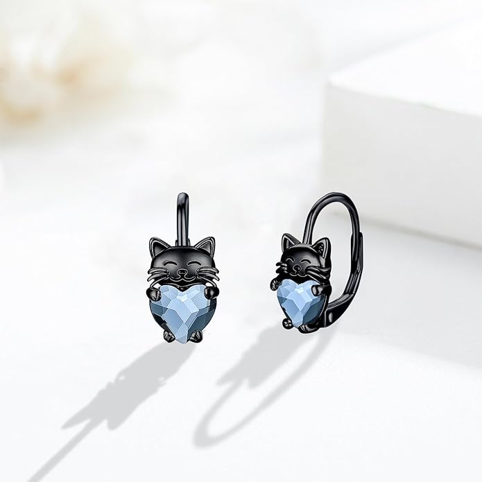 925 Sterling Silver Cat Earrings Cute Animal Kitten Stud Earrings cat Jewelry Gifts for Women Girls Hypoallergenic Earrings for Sensitive Ears