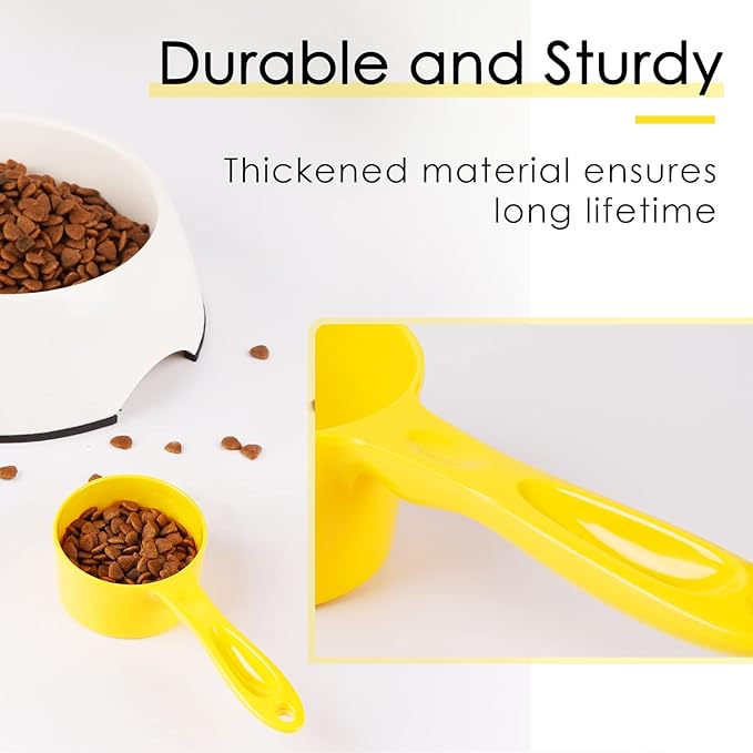 SUPERDESIGN 1 Cup Dog Food Scoop for Container Melamine Measuring Scoop for Dogs Cats Birds and Rabbits Pet Food Feeding Scoop Dishwasher Safe - Yellow