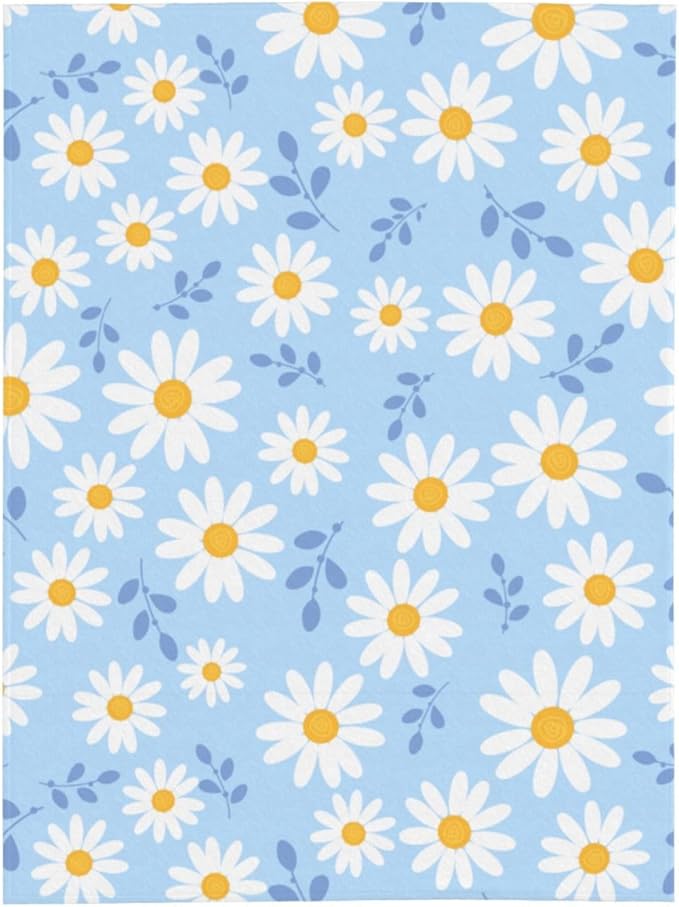 Daisy Flower Blanket Throw 80"x60", Cozy Lightweight Plush Floral Blanket, Gifts for Kids Adults