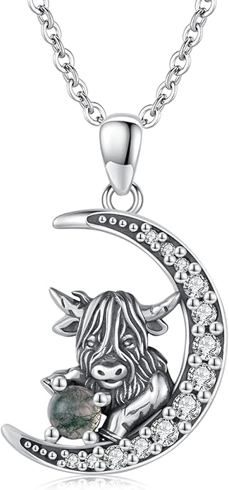 Animal Necklace 925 Sterling Silver Cat/Dog/Fox/Axolotl/Highland Cow Pendant Necklace Cute Animal Jewelry Graduation Gifts for Women