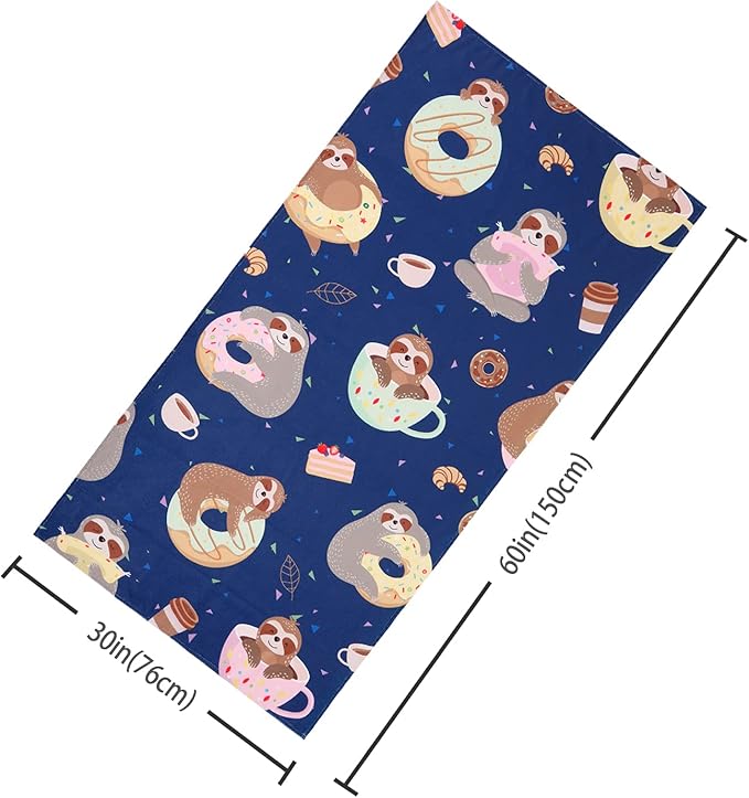 LIVILAN Sloth Donut Beach Towel, Super Soft Microfiber, Quick Dry, Sand Free, Cute Lightweight Swim Pool Bath Yoga Towel, Sloth Donut Gifts, 30x60 inches