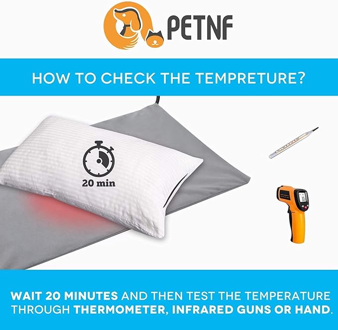 PETNF Pet Heating Pad Temperature Adjustment Heated Dog Pad Anti-bite Puppy Heating Pad with Timer Cat Heating Pad Indoor Waterproof Pet Warming Pad Electric Heated Bed Mat for Small/Medium/Large Dog