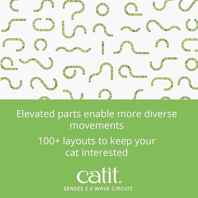 Catit Senses 2.0 Wave Circuit Interactive Cat Toy - 8-Piece Closed-Track Ball Toy for All Breed Sizes