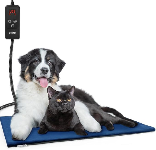 Pecute Pet Heating Pad, 6 Adjustable Temperature with Timer, Dog Heating Pads with Dual-Resistant Cable, Waterproof Layer, Cat Heating Pad, Electric Indoor Heating Pad for Dogs Cats, Heated Mat