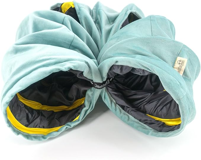 Velvet Fabric - Foldable/Collapsible - 55x8.66 Inches Cat Tunnel (Baby Blue)