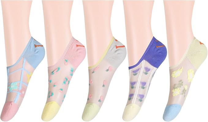 Benefeet Sox Sheer No Show Socks Women Girls Cute Thin Mesh Low Cut Liner Socks for Loafers Boat Shoes