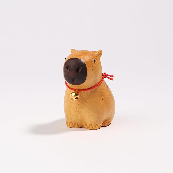 Capybara Wooden Figurine, Handmade Art Carved Water Hog Small Animal Garden Statue, Desk Decoration Lovely Gift Home Decor Table Living Room Bedroom Bookshelf Decoration