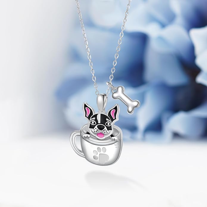 Black Cat/Pug/Boston Terrier/Capybara/Yorkie/Beagle/Maltese/Corgi Necklace 925 Sterling Silver Cute Animal Jewelry for Women
