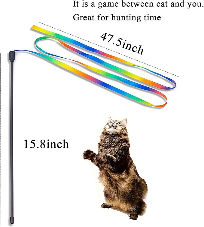 itPlus Indoor Cats Toy(2Packs), Interactive Cat Wand Toys for Cats Kitty Kitten Toys Teaser Wand Cat String Toy for Cats Kitten Chase Exercise Keep Fit Cat Toy
