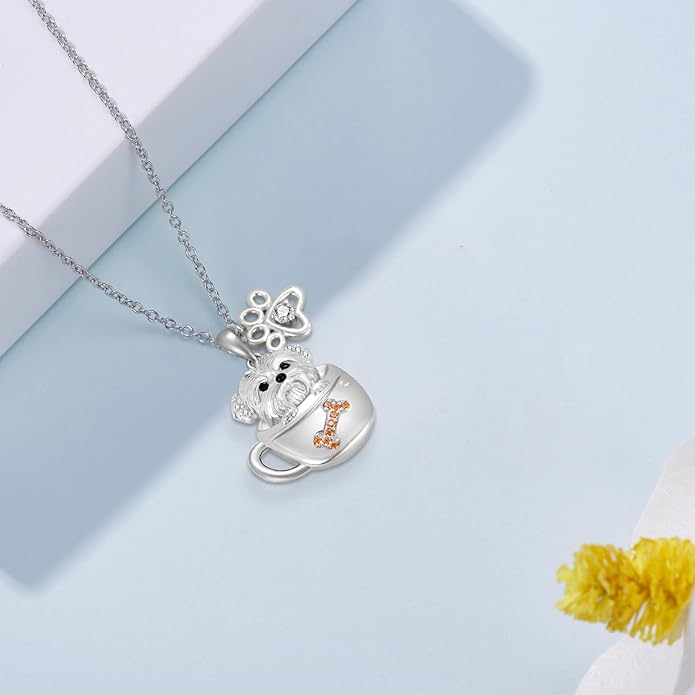 Black Cat/Pug/Boston Terrier/Capybara/Yorkie/Beagle/Maltese/Corgi Necklace 925 Sterling Silver Cute Animal Jewelry for Women