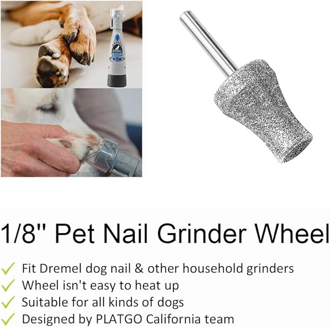 Diamond Dog Nail Grinder for Dremel, Diamond Nail Drill Bits for Dogs&Pets Nail Care, 1/8'' Nail Dremel Tool