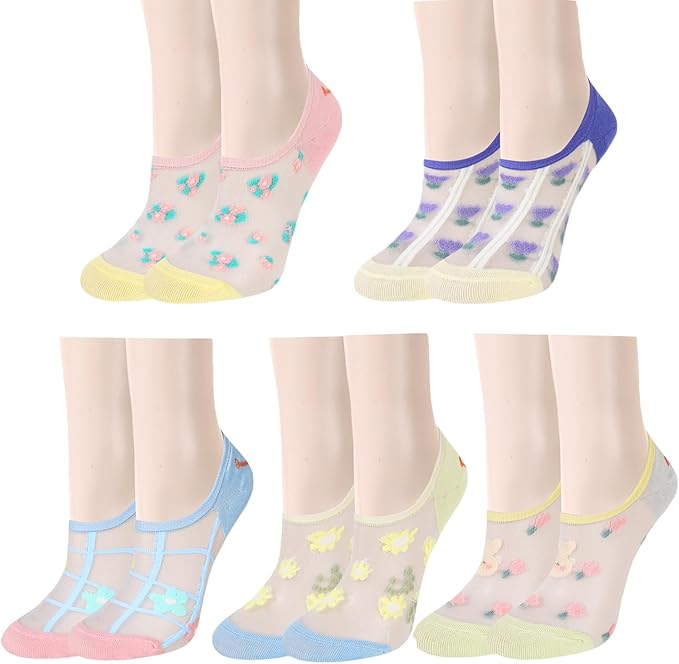 Benefeet Sox Sheer No Show Socks Women Girls Cute Thin Mesh Low Cut Liner Socks for Loafers Boat Shoes