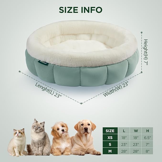 BALANCE Round Cat Beds for Indoor Cats - Donut Dog Beds for Small Dogs, Washable Pet Bed for Puppy and Kitten with Anti-Slip Bottom