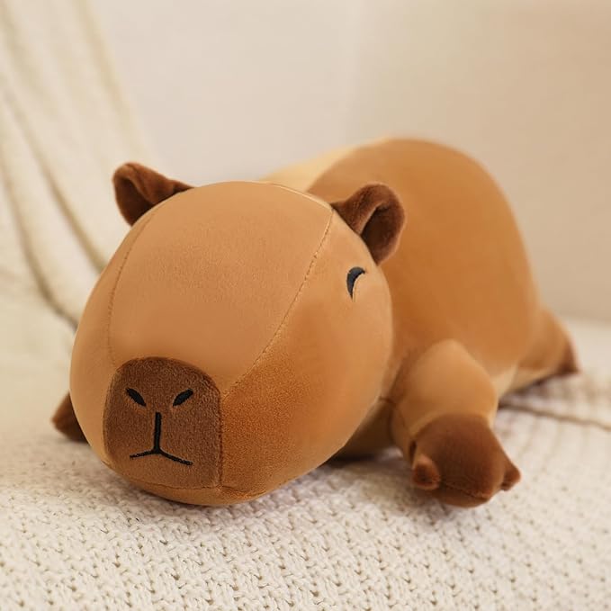 SQEQE Weighted Capybara Plush, Weighted Capybara Stuffed Animal, Cute Plushies Soft Pillow Toy Gift for Kids Adults 9.8 Inch, 0.8 Lbs