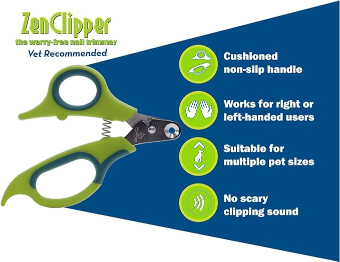 Zen Clipper Pet Nail Clipper for Dogs – Dog Nail Trimmer for Safer Pet Grooming Care - Clean, Quiet, and Easy-to-Use Stainless Steel Claw Trimmer - (4mm Hole)