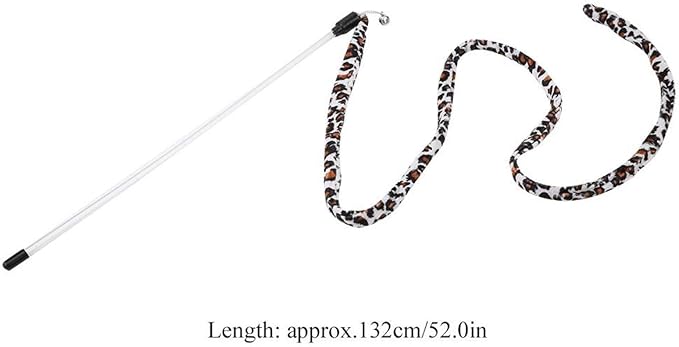 Naroote Cat Wand Toy, Teaser Toy, Interactive Cat Teaser Wand String Toy, Cat Funny Toy Teaser Wand Leopard Print Tail with Bell for Cats Pets