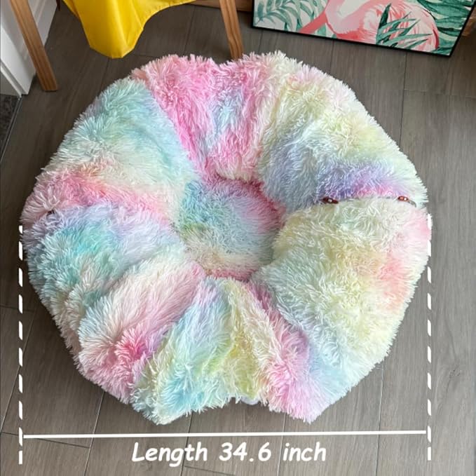 Cat Tunnel Bed, Tunnels for Indoor Cats Soft Warm Colorful Plush, Collapsible Interactive Tube Toys, Maze House with Peek Holes Dangling Ball for Rabbit, Kitten, Kitty, Puppy