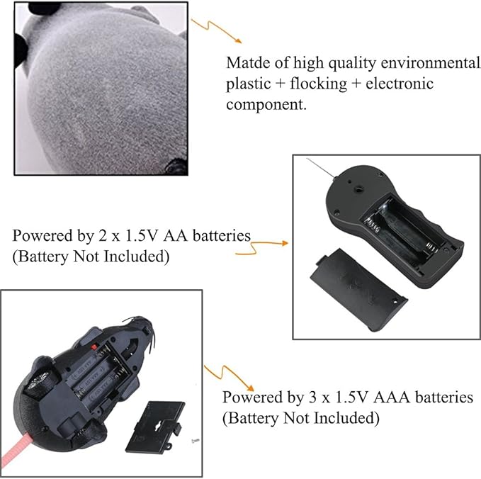 Wireless Remote Control Mock Fake Rat Mouse Mice RC Toy Prank Joke Scary Trick Bugs for Party and for Cat Puppy Funny Toy (Black)