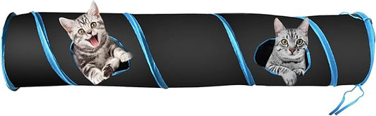 PetLike Cat Tunnel for Indoor Cats Collapsible Pop-up Pet Tube Peek Hole Hideaway Play Toys for Cats with Ball