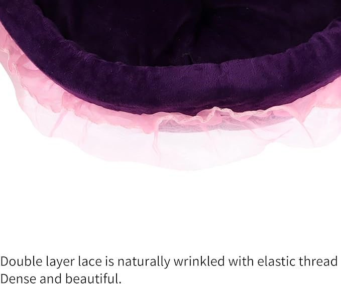 Pet Sleeping Bed for Small Dogs Cats Girl, Cozy Warm Dog Round Bed Lace Princess House with Soft Cushion, Self Warming Cat Sleep Beds Washable Pets Bedding for Indoor Kitten Puppy Girls