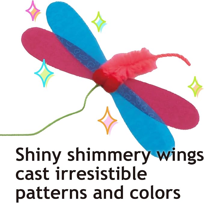 NECOICHI Crinkly Critters Cat Feather Teaser Interactive Wand Toy No.1 Selling Cat Toy in Japan