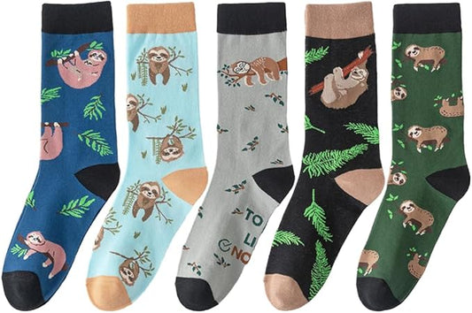 5 Pairs Cute Animal Crew Socks Fun Casual Cotton Calf Socks for Women