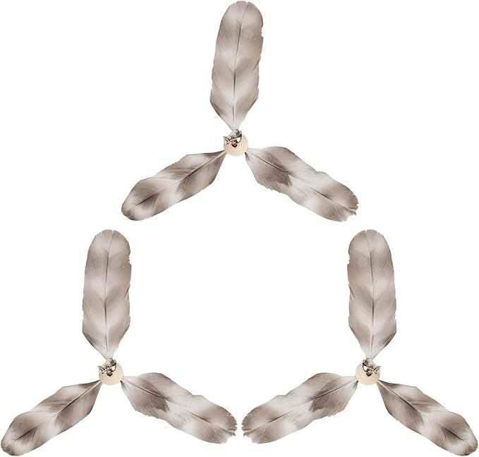 FUKUMARU Cat Wand Toy Natural Feather, Cat Toy Feather Replacement (3 PCS Feather Replacement)