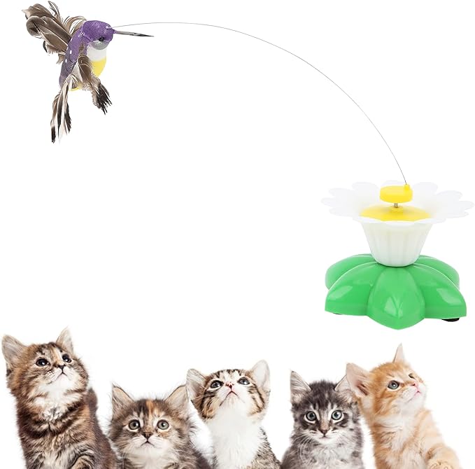 Zerodis Electric Flying Bird Cat Toy, Rotating Bird Cat Toy Bird Cat Toy Fluttering Sound for Kitten Small Animals