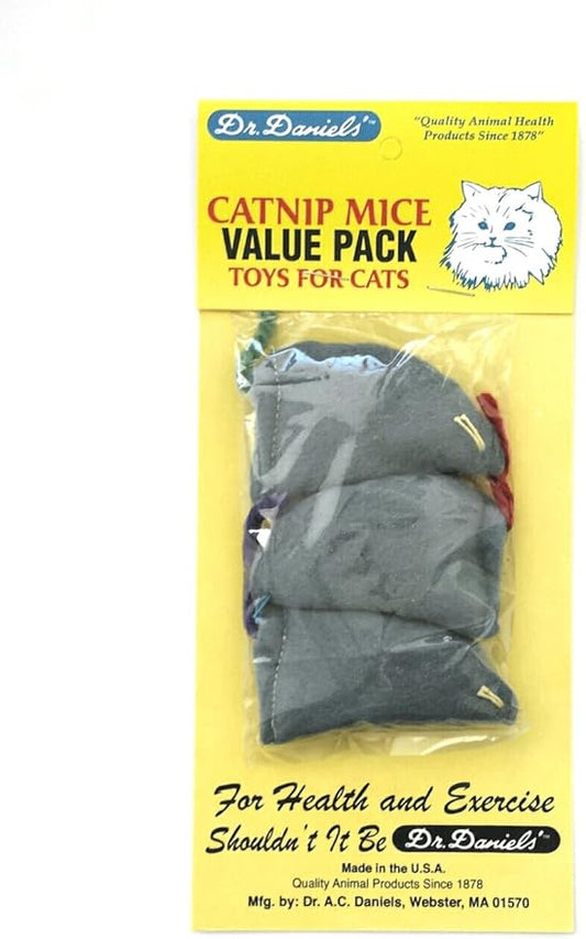 Dr. A.C. Daniels 3 Count Catnip Mouse Pet Toy