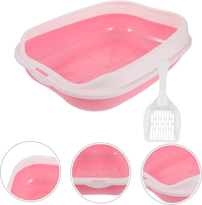 1 Set Cat Litter Box Portable Litter Box Plastic Bins Portable Potty Cat Litter Tray with Scoop Kitten Litter Box -Splash Litter Box Kitten Litter Box Low Entry Open Litter Box