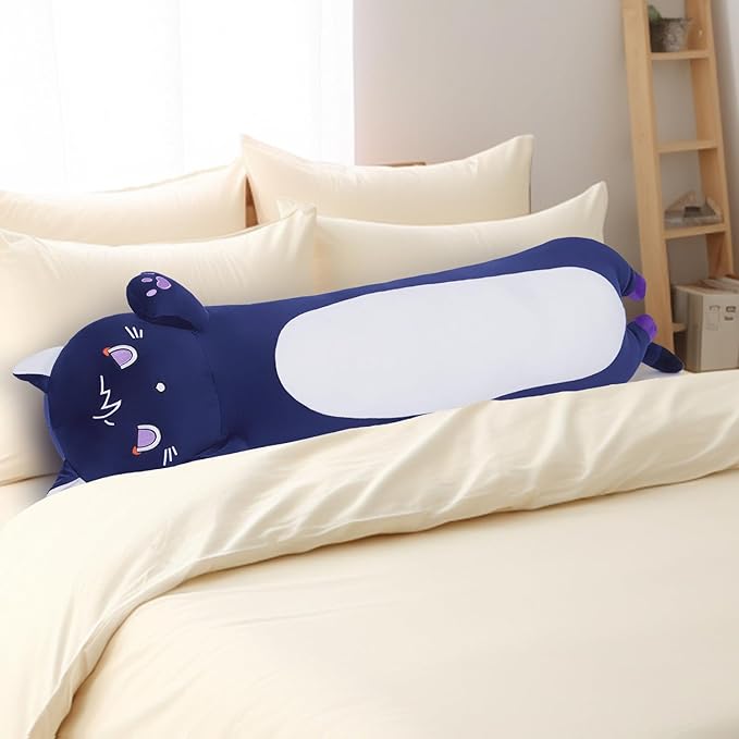 Soft Plush Cat Pillow, Cute Kitten Plush for Kids (Purple, 70cm/27.5inch)