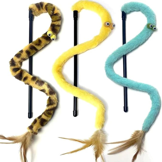 Cat Toys for Indoor Toys,Rainbow Cat Wand Toys,Feather Flips Plush Ball Cat Toys,Interactive Feather Toy for Teaser Play and Chase Exercise with Kitten 3 Pack (Pack 3)