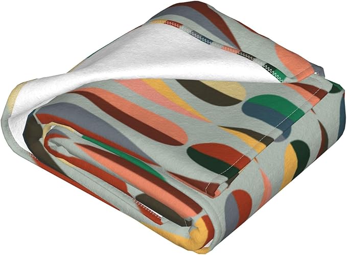 Mid Century Retro Abstract Throw Blanket Soft Cozy Plush Warm Fleece Blanket for Sofa Couch Bed 60"X50"
