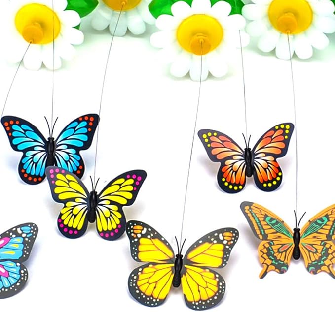 Ipetboom Pet Cat Toys 2 Pcs Automatic Interactive Kitten Toy, Cat Wand Toy Hummingbird Butterflies Cat Teaser Self Rotating Cat Toy Pet Teaser Stick for Cat Kitten