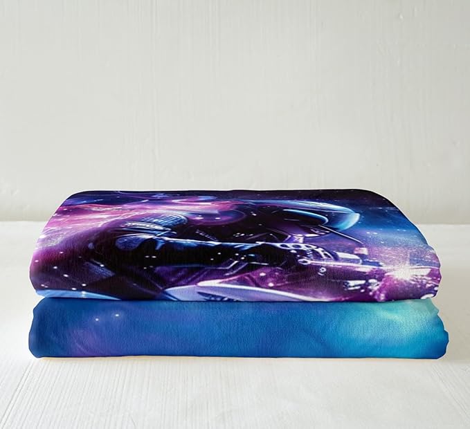 Extreme Sports Blanket Motorcycle Rider Printed Fleece Throw Blanket for Bed Couch Sofa Teens Modern Cool Motorbike Pattern Home Decor Sherpa Blanket Kids Boys Dirt Bike Plush BlanketThrow 50"x60"