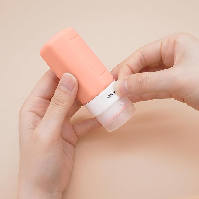 2 oz Travel Bottles, Small Size Containers, TSA Approved Silicone Travel Toiletries Bottles, Shampoo and Conditioner Kit for Women (Cream)