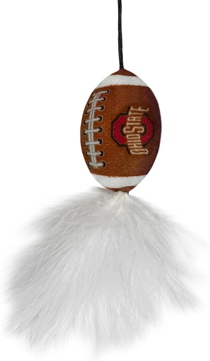 NCAA Ohio State Buckeyes Cat Tunnel Tube Toy with Plush Football Catnip and Feathers