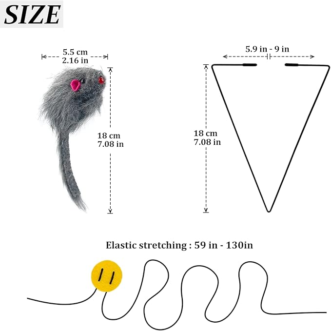 Andiker 5Pcs Interactive Cat Toys for Indoor Cats, Triangular Hook Door Frame Cat Toy with The Adjustable Elastic Rope Cat Mouse Toy and 4pcs Cats Springs Self-Playing Cat Catching Toys (Hang)