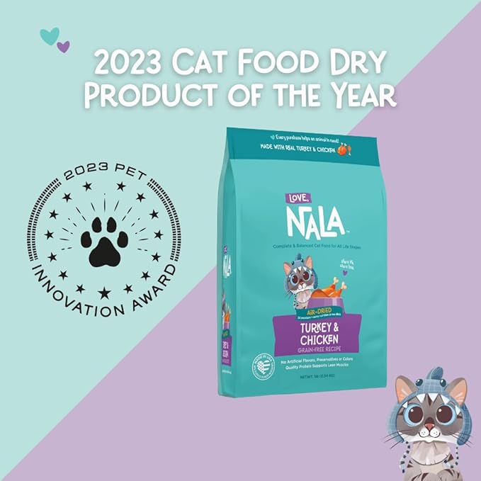 LOVE, NALA - Turkey & Chicken Air Dried Cat Food - Award Winning - Complete & Balanced Cat Food for All Life Stages- 1 Bag - 1 lb.