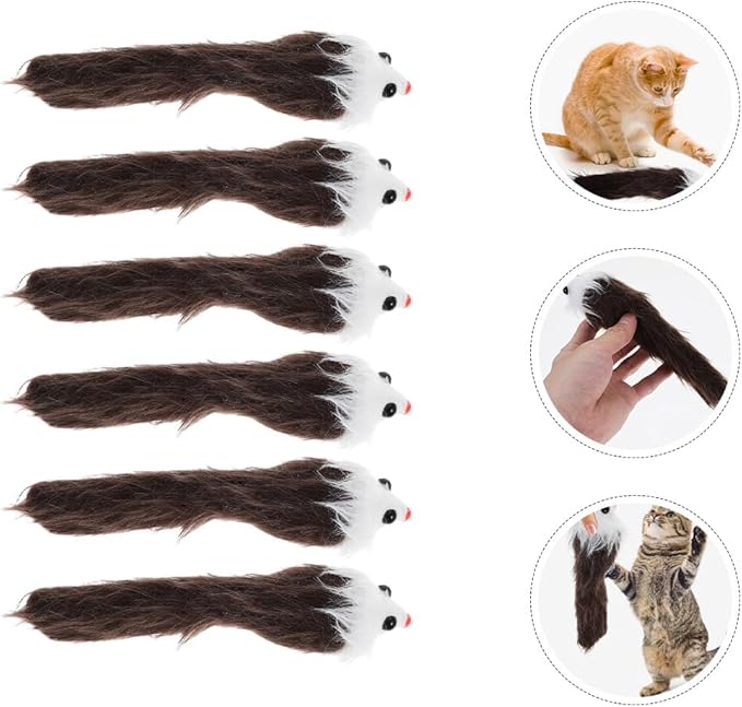 POPETPOP 6pcs Cat Toys Mice Rattle Mice Cat Toy with Squeaker Soft Plush Mouse Kitten Toys Cat Mouse Toys Interactive Play for Cat Puppy Kitten