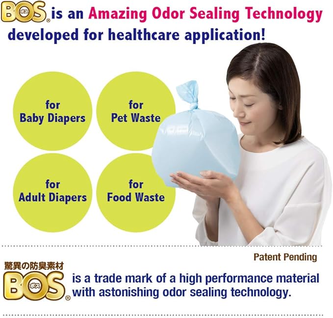 BOS Amazing Odor Sealing Cat Waste Disposal Bags - Durable, Unscented [Size: L, Color: light blue] (60 Count, Pack of 1) (60 Bags) ★NOT a litter box liner