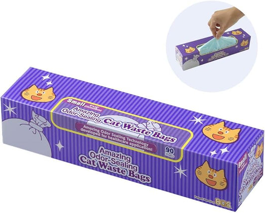 BOS Amazing Odor Sealing Cat Waste Bags - Durable and Unscented [Size: S, Color: light blue] (90 count, Pack of 1) (90 Bags)★May be too small to get a litter scoop inside!