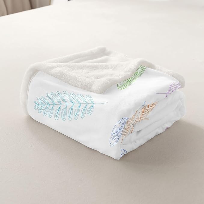 Dragonfly Fleece Throw Blanket for Sofa Couch Bed Ornamental Dragonfly Printed Plush Blanket s Animal Pattern Sherpa Blanket Room Decor Floral Elements Fuzzy Blanket Baby 30x40 Inch