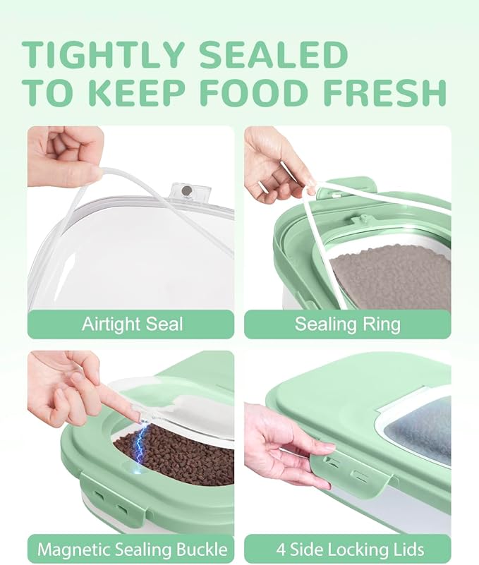 20-23 Lbs Dog Food Storage Container - Collapsible Dog Food Container with Attachable Casters and Scoop,Travel Silicone Bowl, Pet Food Storage Containers to Keep Dry Food Fresh,Easy to Move