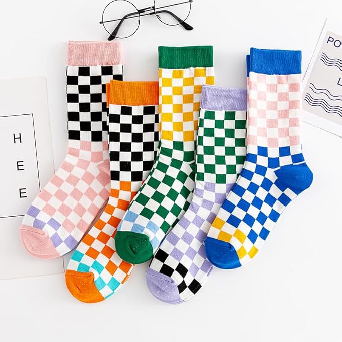 Benefeet Sox Cute Crew Socks for Women Girls Novelty Funny Patterned Socks Colorful Kawaii Cotton Casual Calf Sock 5 Pairs